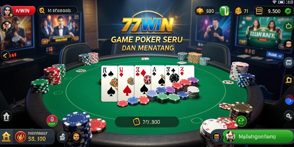 Screenshot permainan poker yang menampilkan keseruan bermain di 77WIN.