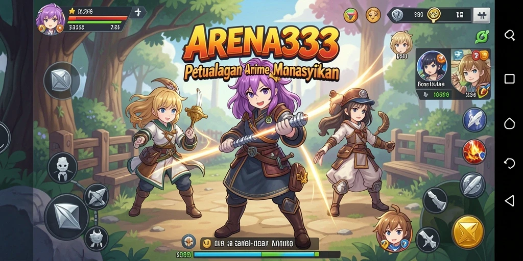 Tampilan gameplay menarik dari ARENA333 dengan karakter anime.
