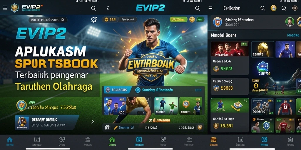 Tampilan utama EVIP2 menunjukkan berbagai pilihan taruhan olahraga.