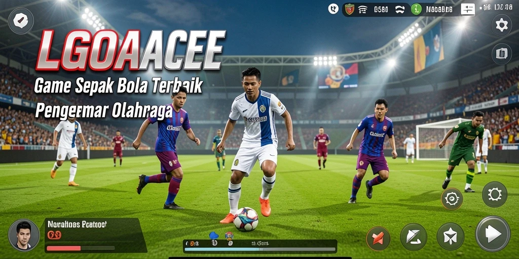 Tampilan gameplay menarik dari LGOACE dengan aksi pertandingan sepak bola.