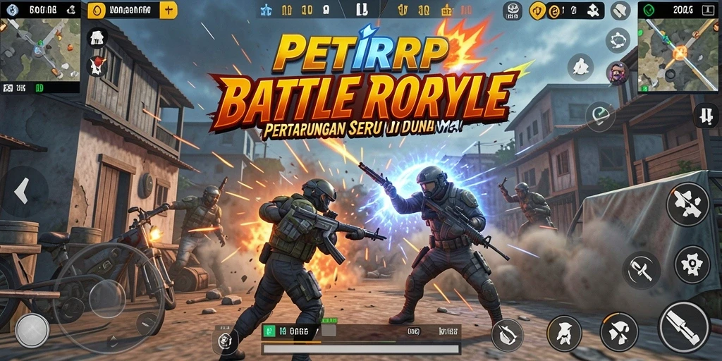 Screenshot menampilkan aksi seru dalam game Battle Royale PETIRRP.