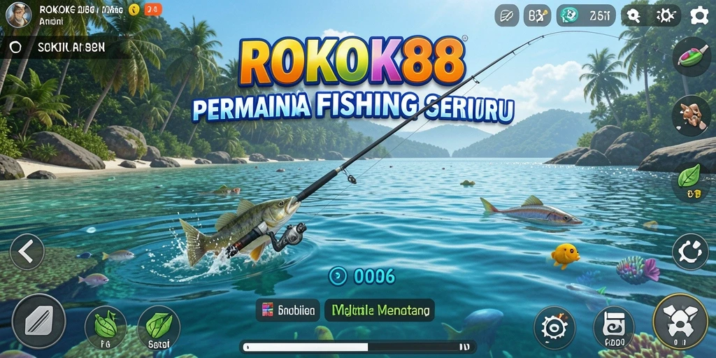 Menampilkan gameplay seru dan ikan berwarna-warni dalam ROKOK88.